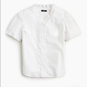 New J. Crew Embroidered White Top